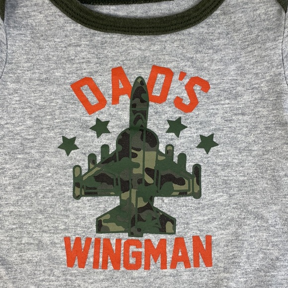 George Camo Jet Airplane Long Sleeve Bodysuit Dad's Wingman size 18-24 Months - Picture 5 of 5